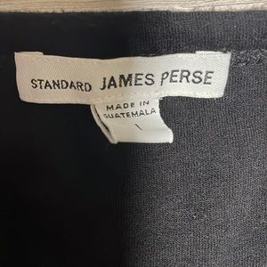 James Perse black ruched midi dress with 3/4 sleeves